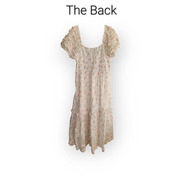 LoveShackFancy x Target Eyelet Midi Dress Pastel Puff Sleeve Fairycore XL Cotton - Picture 6 of 13